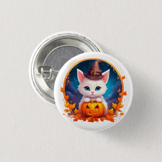 Vibrant cute kitten halloween ronde button 3,2 cm (Voorkant /achterkant)