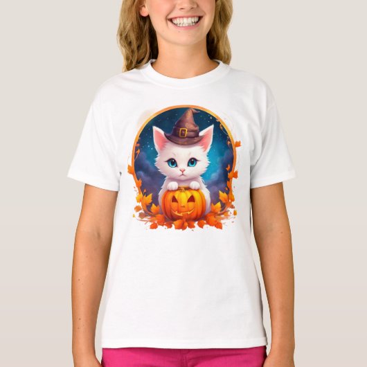 Vibrant cute kitten halloween t-shirt (Voorkant)
