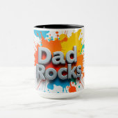 Vibrant Dad Rocks Splash Coffee Mug | Customizable Mok (Midden)