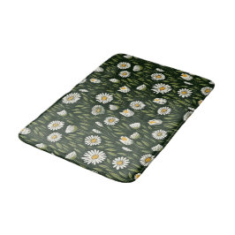 Vibrant Daisy Pattern with Lush Green Accents Badmat