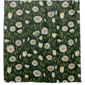 Vibrant Daisy Pattern with Lush Green Accents Douchegordijn (Voorkant)
