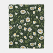 Vibrant Daisy Pattern with Lush Green Accents Fleece Deken (Voorkant)