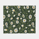 Vibrant Daisy Pattern with Lush Green Accents Fleece Deken (Voorkant (Horizontaal))