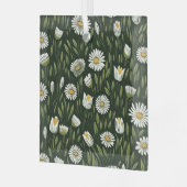 Vibrant Daisy Pattern with Lush Green Accents Glas Ornament (Voorkant links)