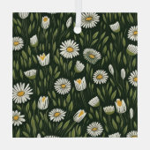 Vibrant Daisy Pattern with Lush Green Accents Glas Ornament (Achterkant)