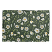 Vibrant Daisy Pattern with Lush Green Accents Kussensloop (Achterkant-Links)