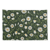 Vibrant Daisy Pattern with Lush Green Accents Kussensloop (Achterkant-Rechts)
