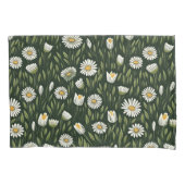 Vibrant Daisy Pattern with Lush Green Accents Kussensloop (Voorkant-Links)
