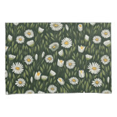 Vibrant Daisy Pattern with Lush Green Accents Kussensloop (Voorkant-Rechts)