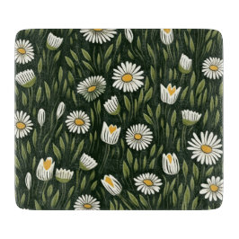 Vibrant Daisy Pattern with Lush Green Accents Snijplank