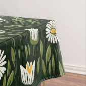 Vibrant Daisy Pattern with Lush Green Accents Tafelkleed (Voorbeeld)