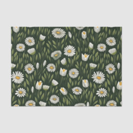 Vibrant Daisy Pattern with Lush Green Accents Tissuepapier