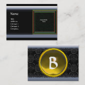 VIBRANT DAMASK MEMORY MONOGRAM geel Visitekaartje (Voorkant / Achterkant)