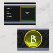 VIBRANT DAMASK MEMORY MONOGRAM geel Visitekaartje (Voorkant / Achterkant)