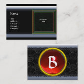 VIBRANT DAMASK MEMORY MONOGRAM red Visitekaartje (Voorkant / Achterkant)