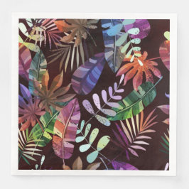 Vibrant Dark Tropical Leaf Pattern Paper Napkin Servet