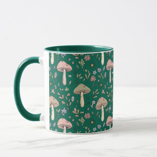 Vibrant Deep Emerald Fungi Seamless Pattern Luxury Mok (Links)