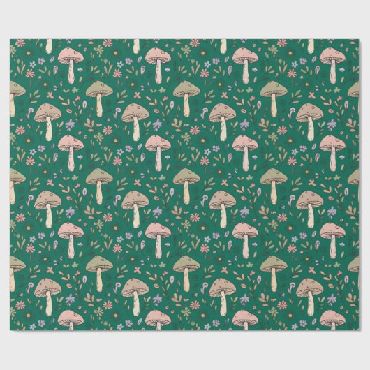Vibrant Deep Emerald Green Fungi Seamless Pattern Cadeaupapier (Vlak)