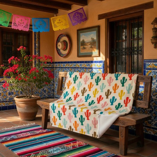 Vibrant Desert Botanical Throw Blanket 