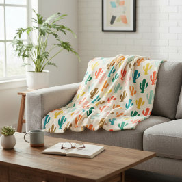 Vibrant Desert Botanical Throw Blanket  Fleece Deken