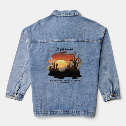 Vibrant Desert Sunset T-shirt voor mannen Denim Jacket (Achterkant)