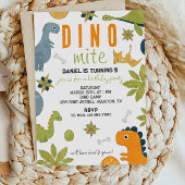 Vibrant Dino-Mite verjaardagsuitnodiging Kaart