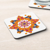 Vibrant Diwali Rangoli Hard Plastic Coaster Set Bier Onderzetter (Linkerzijde)