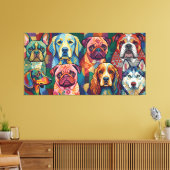 Vibrant Dog Breed Pop Art Collage Canvas Afdruk (Insitu (Woonkamer))