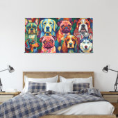 Vibrant Dog Breed Pop Art Collage Canvas Afdruk (Insitu (Slaapkamer))