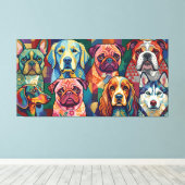 Vibrant Dog Breed Pop Art Collage Canvas Afdruk (Insitu (Houten vloer))