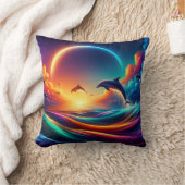 Vibrant Dolphin Fantasy - Surreal Ocean Art Kussen (Deken)