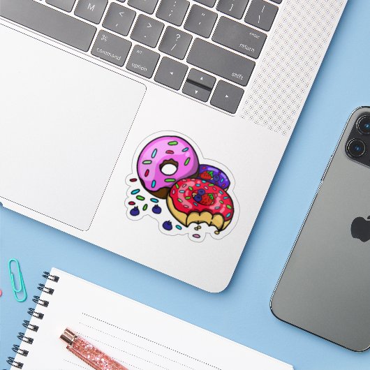   Vibrant Donut Sticker  (Laptop met iPhone)