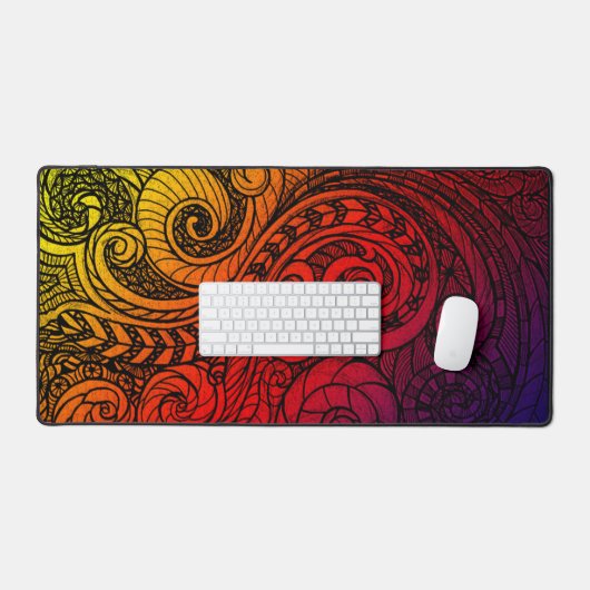 Vibrant Doodle Art Bureaumat (Keyboard & Muis)