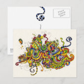 Vibrant doodle briefkaart (Voorkant / Achterkant)