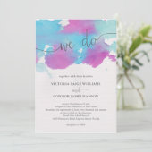 Vibrant Dreams Blue Paars Waterverf Weddenschap Kaart (Staand voorkant)