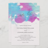 Vibrant Dreams Blue Paars Waterverf Weddenschap Kaart (Voorkant / Achterkant)