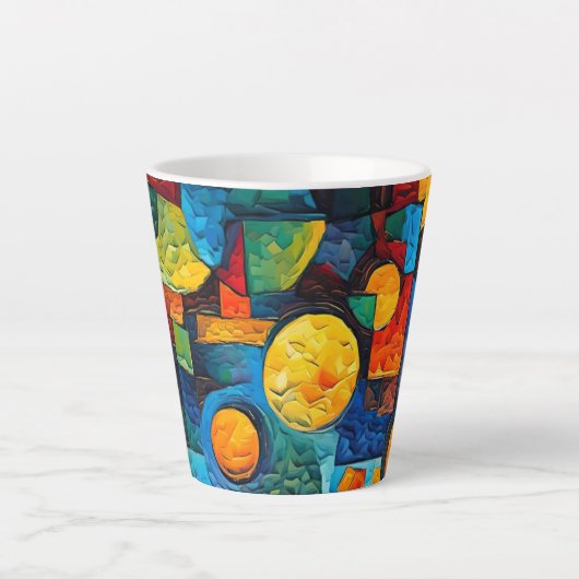 Vibrant Dreams Geometry – Bold Modern Abstract Art Latte Mok (Voorkant)