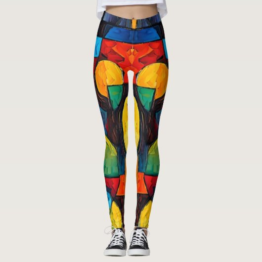 Vibrant Dreams Geometry – Bold Modern Abstract Art Leggings (Voorkant)