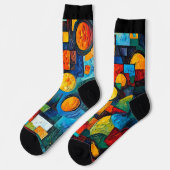 Vibrant Dreams Geometry – Bold Modern Abstract Art Sokken (Links)