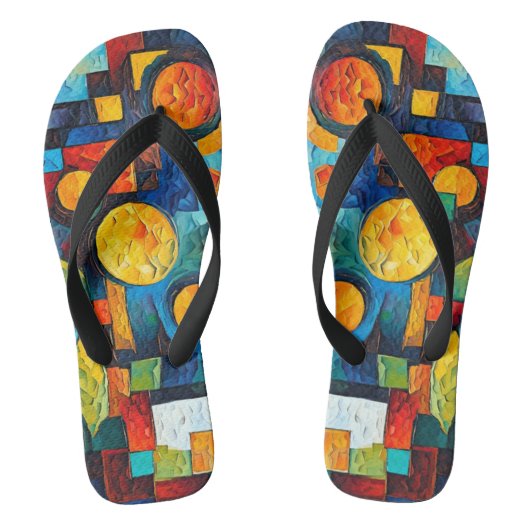 Vibrant Dreams Geometry – Bold Modern Abstract Art Teenslippers (Voetbed)