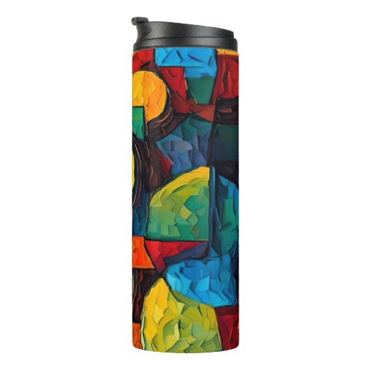 Vibrant Dreams Geometry – Bold Modern Abstract Art Thermosbeker (Geroteerd rechts)
