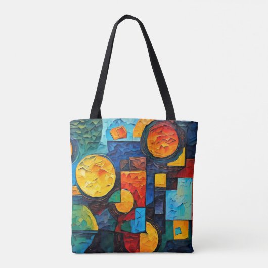 Vibrant Dreams Geometry – Bold Modern Abstract Art Tote Bag (Achterkant)