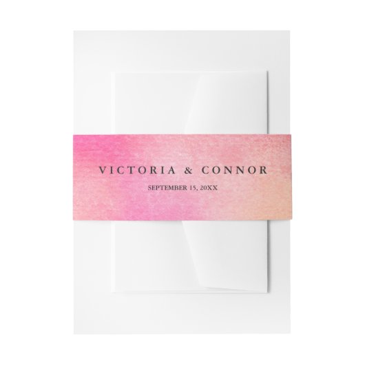 Vibrant Dreams Invitation Belly Band / Roze Peach Uitnodigingen Wikkel (Voorkant Voorbeeld)