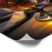 Vibrant Elegance: Oranje druiven in een glas. Poster (Hoek)