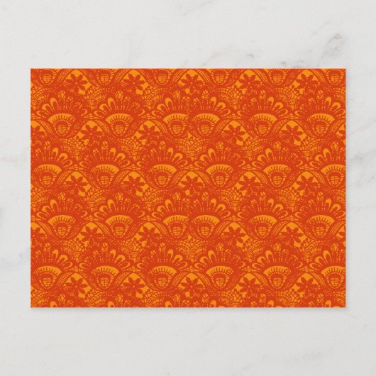 Vibrant Elegant Sinaasappel Damask Lace Girly Patt Briefkaart (Voorkant)
