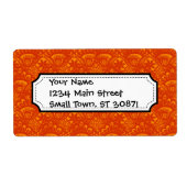 Vibrant Elegant Sinaasappel Damask Lace Girly Patt Etiket (Voorkant)