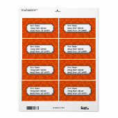 Vibrant Elegant Sinaasappel Damask Lace Girly Patt Etiket (Full Sheet)