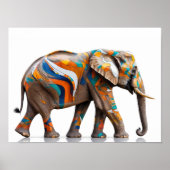 Vibrant Elephant – Abstracte kleurrijke kunst Poster (Voorkant)