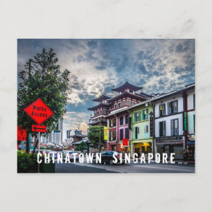 Vibrant en kleurrijk Singapore Chinatown Briefkaar Briefkaart