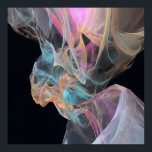 Vibrant Energy Swirl Pink Turquoise Glow Poster<br><div class="desc">Swirling ribbons of electric turquoise, vivid magenta, fiery coral, golden yellow, peach, and deep teal twist in a radiant, semi-transparent energy burst. Gossamer threads and luminous veils flow outward from a glowing pink-magenta core against pure black, creating intense motion, depth, and high-vibrational light. The composition radiates creative ignition, emotional awakening,...</div>